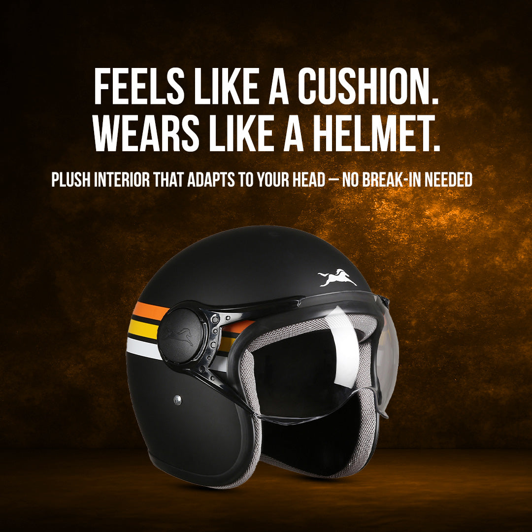TVS Cruisetown Open Face Helmet – Stylish & Safe Helmet for Riders | ISI & DOT Certified | Premium Protection for Men & Women | Comfortable, Durable & Lightweight Design with Visor